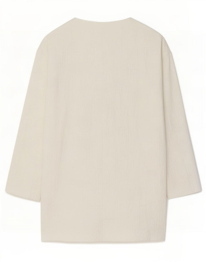 Zara Veste blazer surdimensionnée longue pour femme UK 6 XS Coton blanc