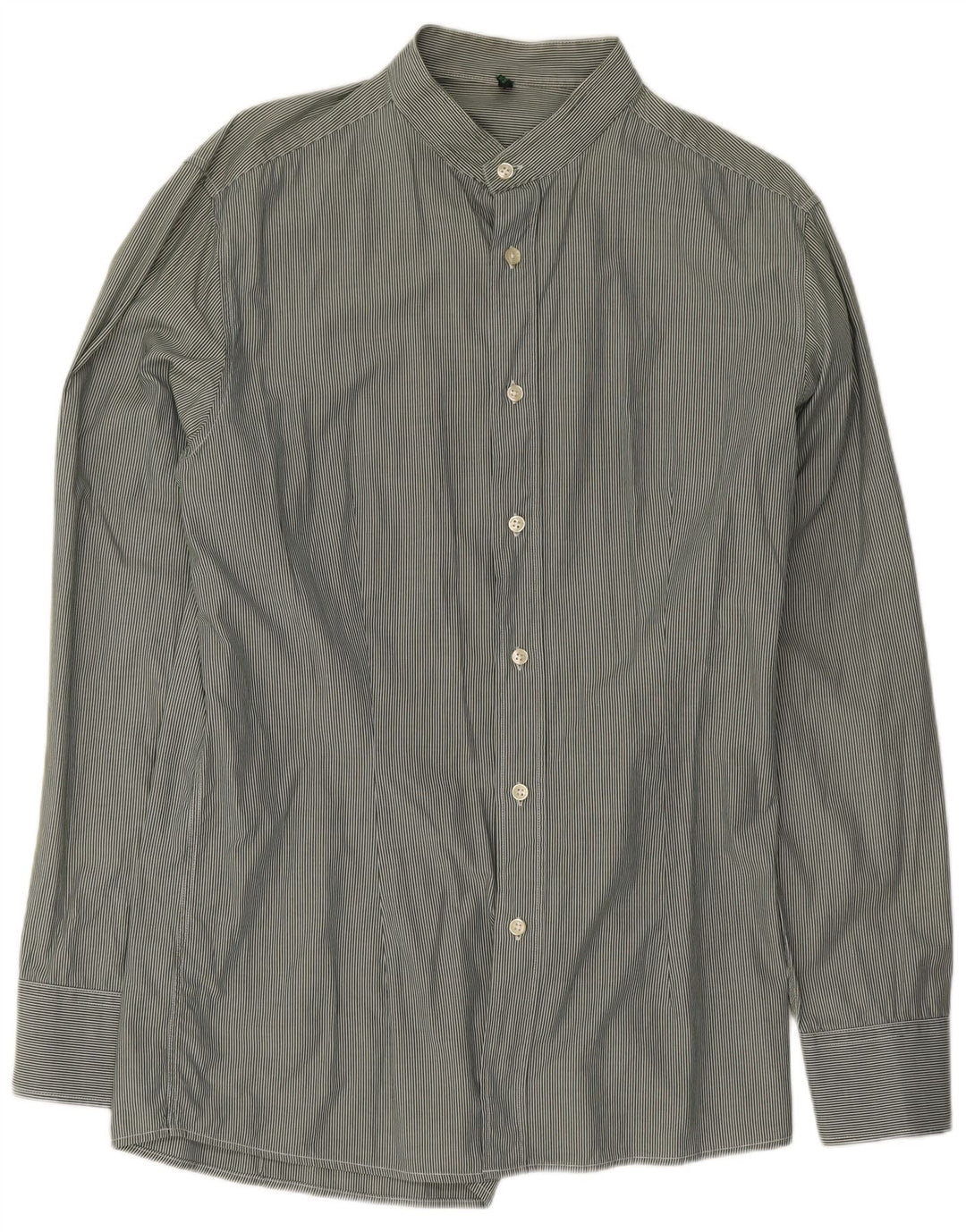 Benetton Chemise Homme Medium Green Pinstripe Classic
