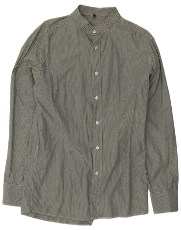 Benetton Chemise Homme Medium Green Pinstripe Classic
