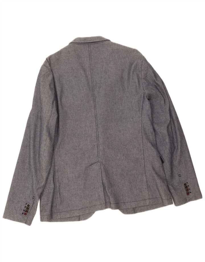Zara Veste Blazer 2 Boutons Homme EU 54 XL Bleu Géométrique Polyester