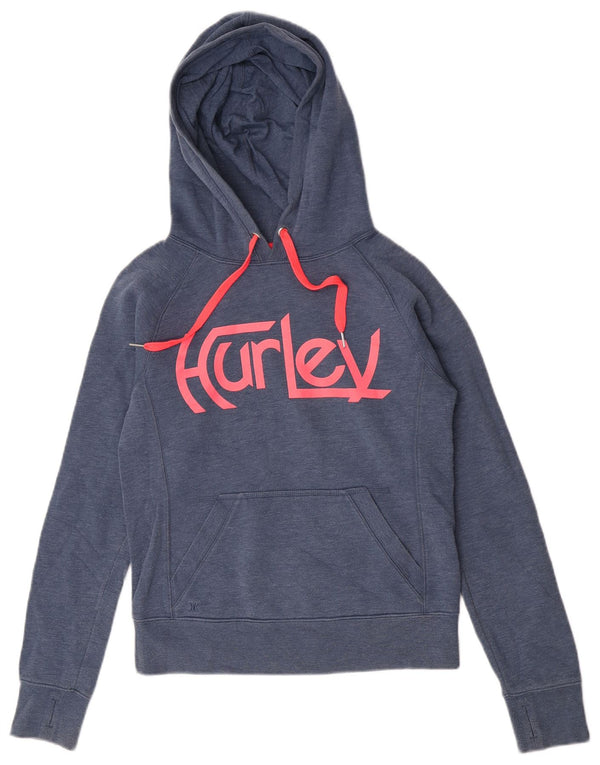 Hurley Pull à capuche graphique coupe décontractée pour femme UK 4 XS Bleu coton