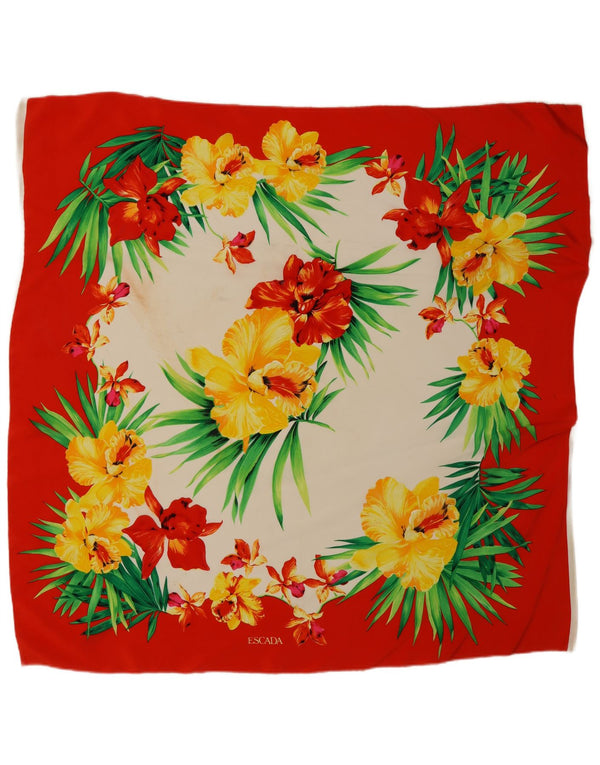 Escada Écharpe carrée pour femme Taille unique Rouge Floral