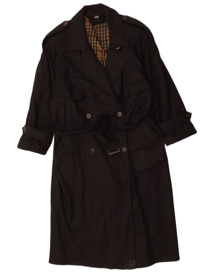 vintage Femmes Oversize Trench Coat UK 16 Grand Noir