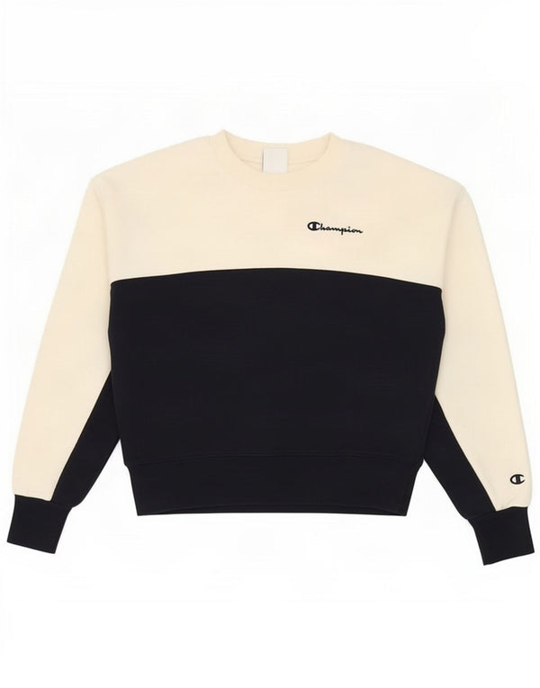 Champion Sweat-shirt court surdimensionné pour femme UK 6 XS Blanc Colorblock