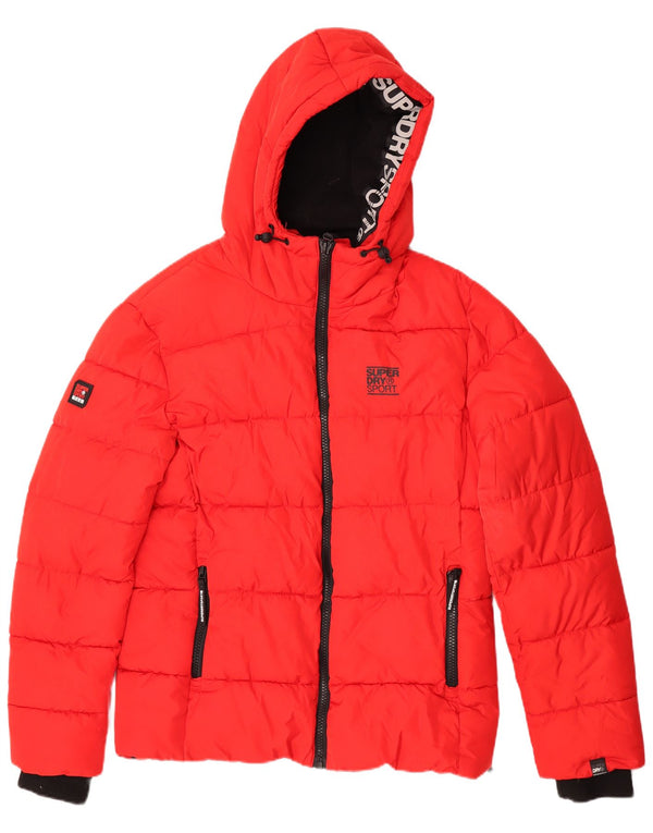 Superdry Veste matelassée à capuche pour hommes UK 40 Large Rouge Polyester