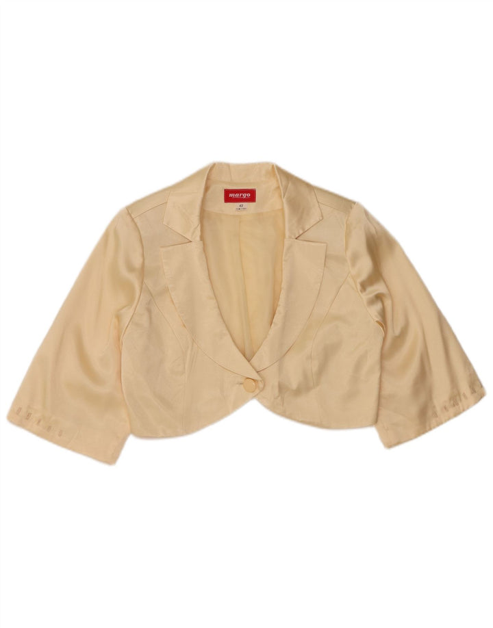 vintage Femmes 1/2 Manches Boléro Top IT 42 Medium Off White