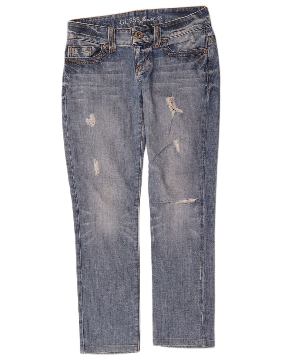 Guess Jean droit vieilli W27 L27 bleu coton pour femme