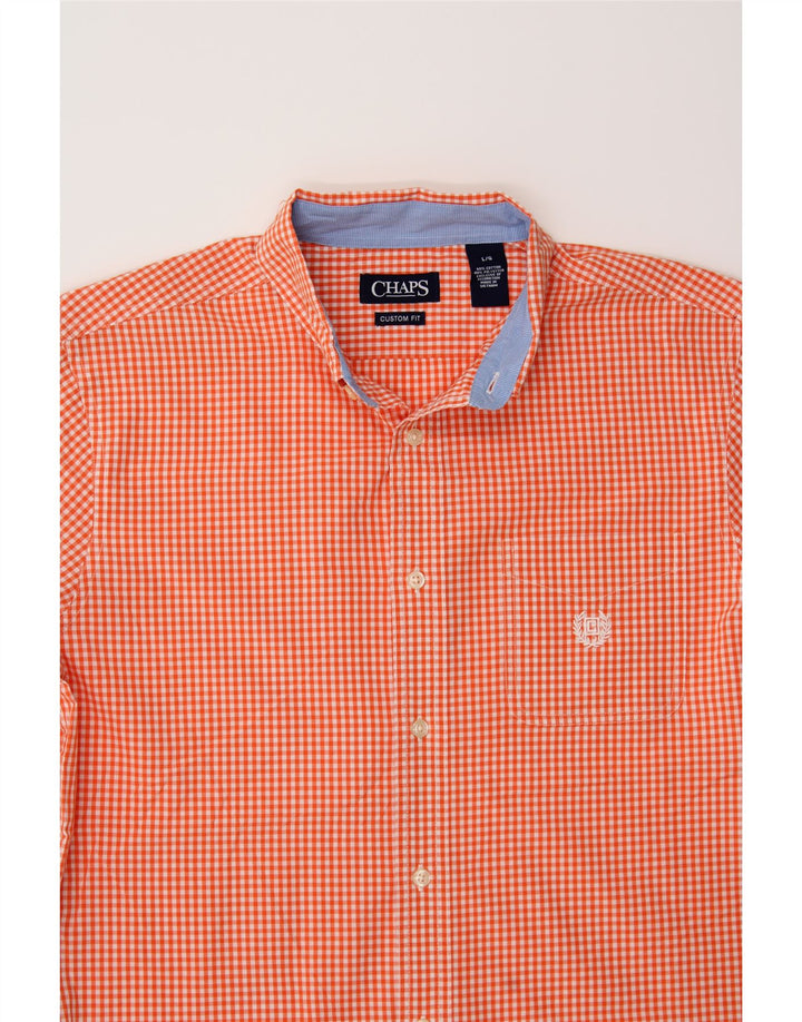 CHAPS Mens Custom Fit Shirt Large Orange Gingham Cotton Vintage Chaps and Second-Hand Chaps from Messina Hembry 