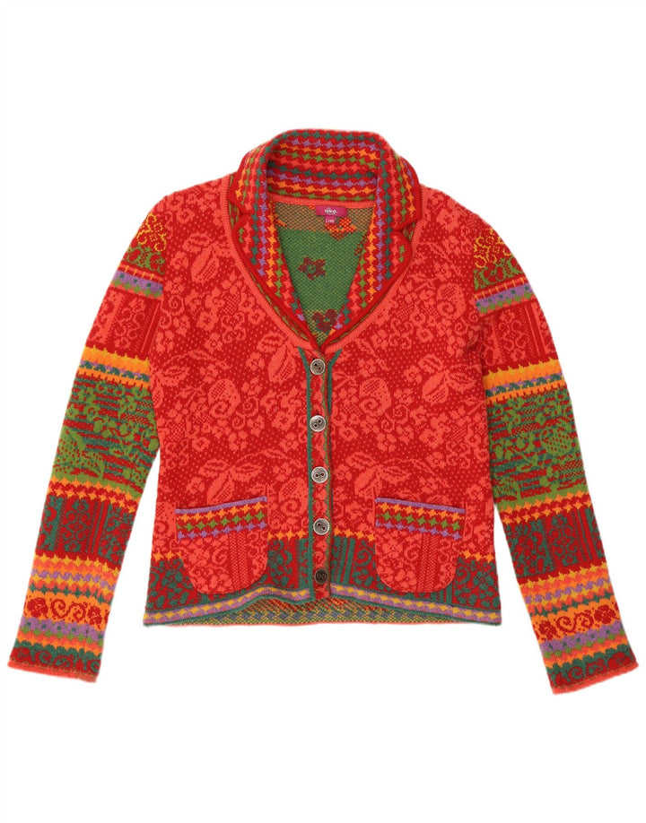 IVKO Pull Cardigan Femme UK 14 Grande Laine Paisley Rouge