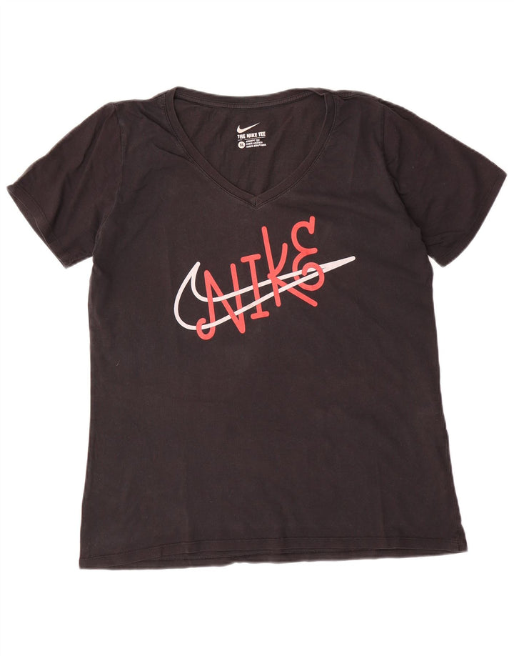 NIKE T-shirt graphique coupe athlétique pour femme UK 18 XL en coton noir