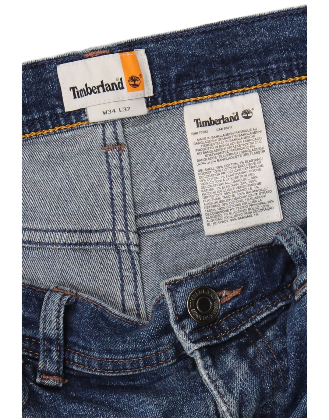 Timberland Jean droit homme W34 L32 bleu coton