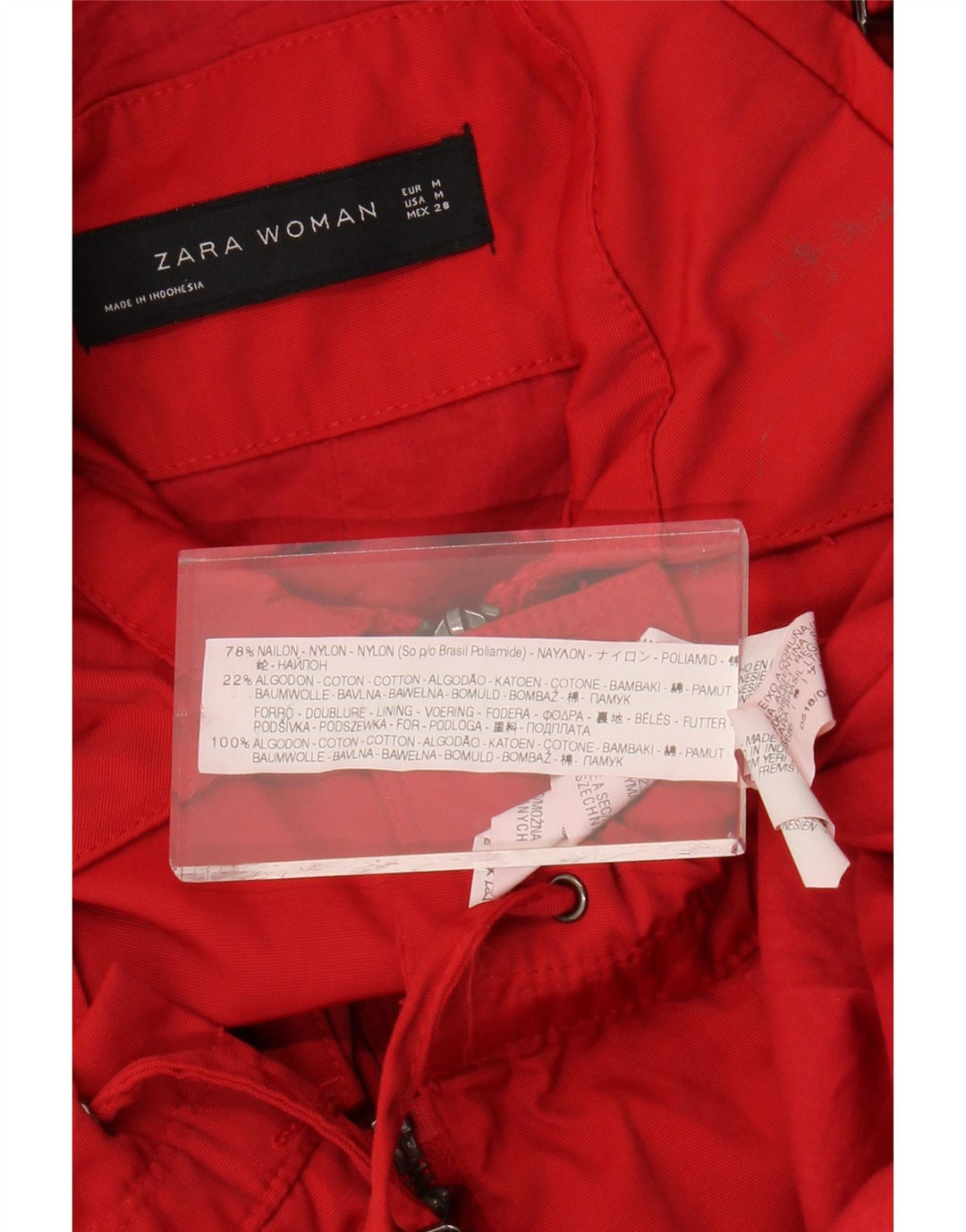 ZARA Womens Utility Jacket UK 14 Medium Red Nylon