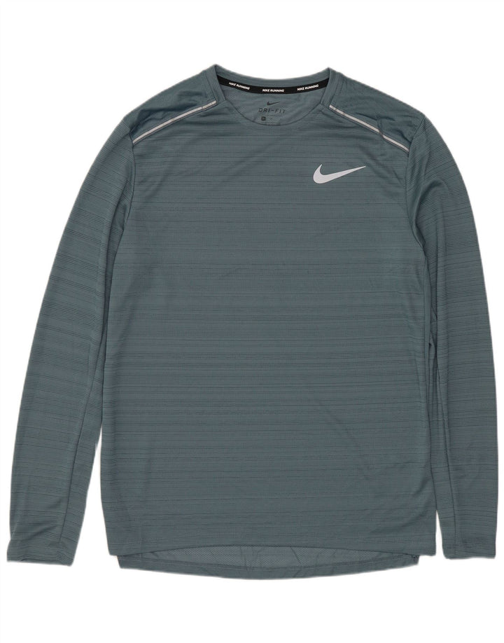 NIKE Haut Dri Fit à manches longues pour homme en polyester à fines rayures bleu moyen
