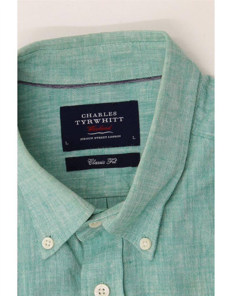 CHARLES TYRWHITT Mens Classic Fit Shirt Large Green Cotton Vintage Charles Tyrwhitt and Second-Hand Charles Tyrwhitt from Messina Hembry 