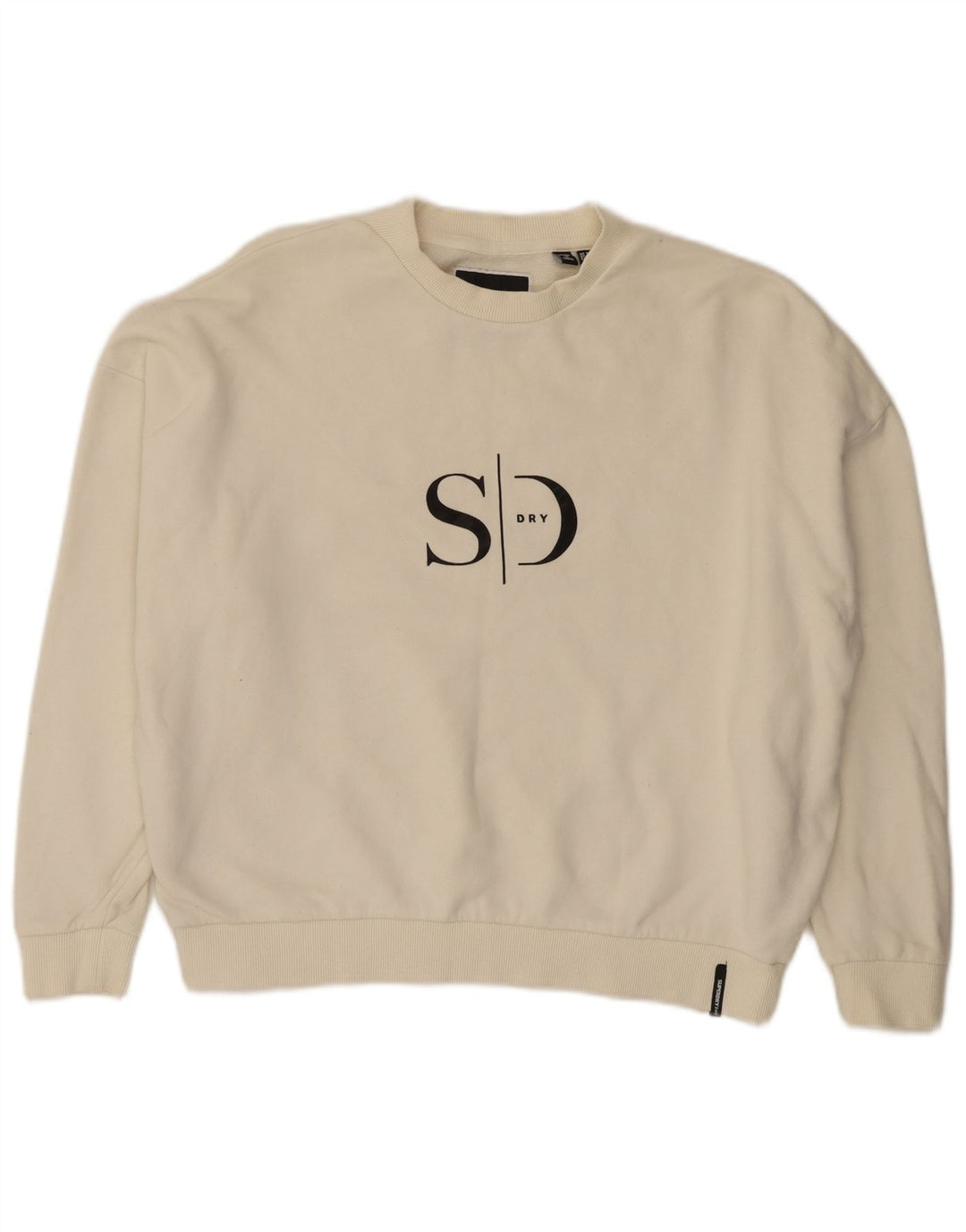 Superdry Sweat-shirt court surdimensionné pour femme UK 8 Small Blanc cassé