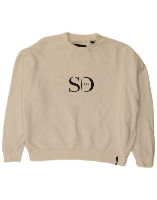 Superdry Sweat-shirt court surdimensionné pour femme UK 8 Small Blanc cassé