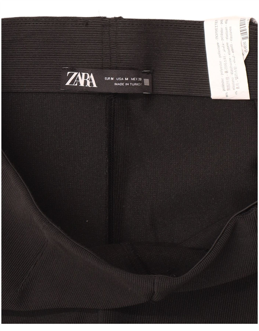 Zara Femmes Flare Leggings UK 12 Moyen Noir Polyester