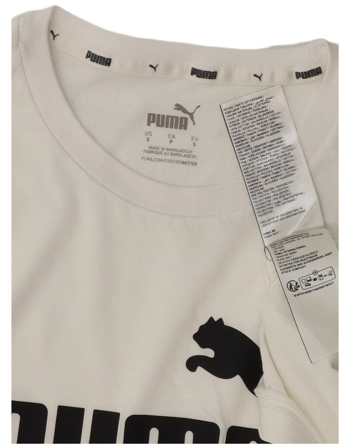PUMA Mens Graphic T-Shirt Top Small White Cotton