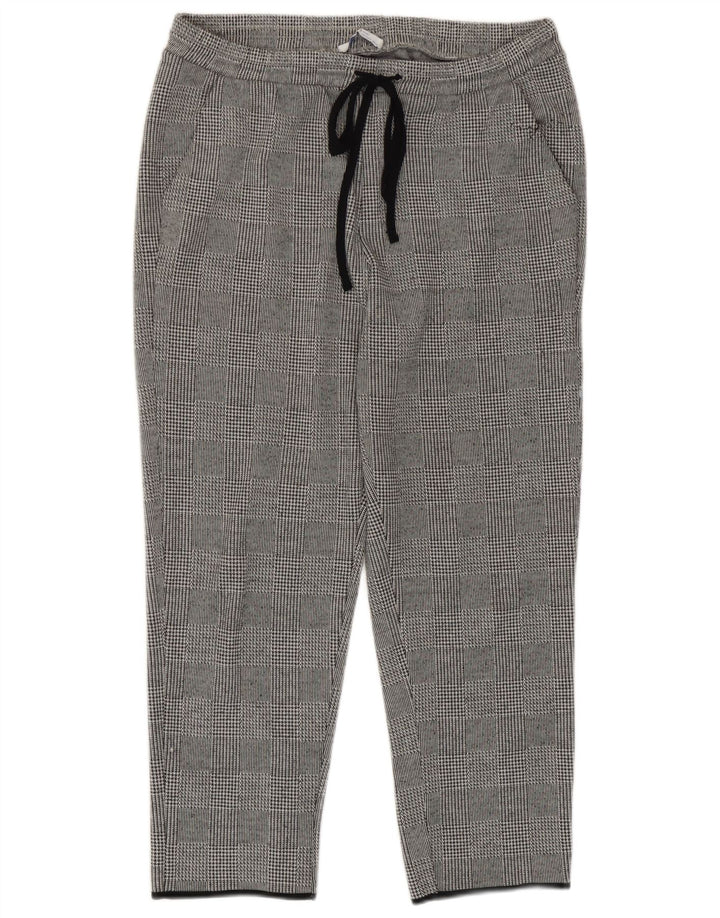 Pantalon de survêtement court Zara pour femme UK 12, pied-de-poule gris moyen
