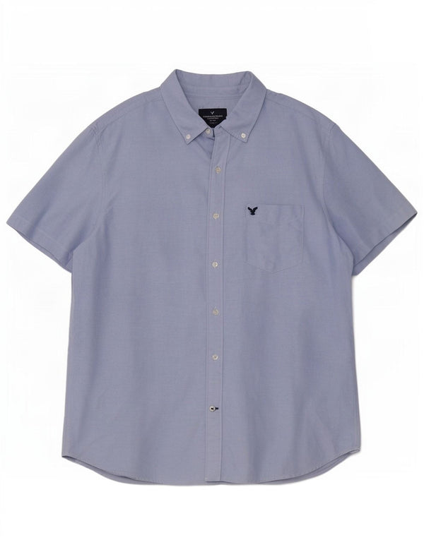 American Eagle Chemise à manches courtes pour homme Coupe classique XL Bleu Coton