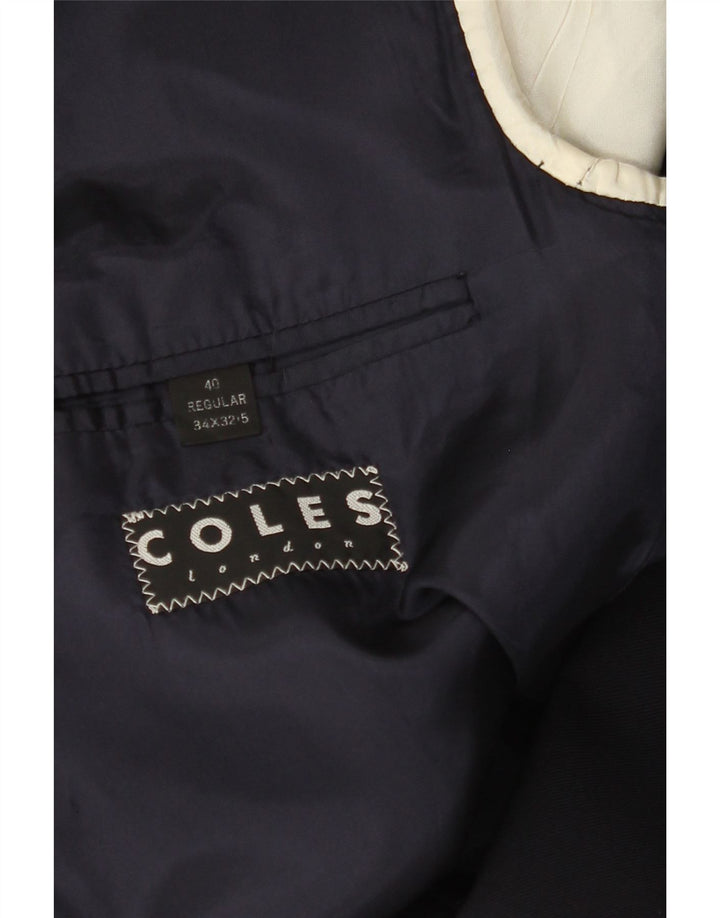 COLES Veste blazer à double boutonnage coupe régulière pour homme UK 40 Large Bleu marine
