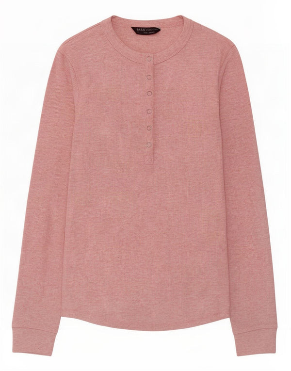 Marks & Spencer Haut Femme Manches Longues UK 8 Petit Rose Moucheté Polyester