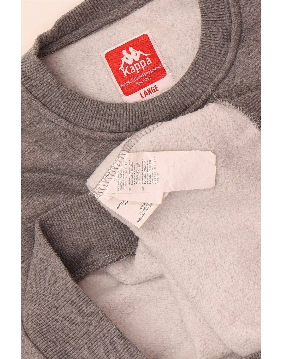 Kappa Sweat-shirt pour homme en coton gris Taille L