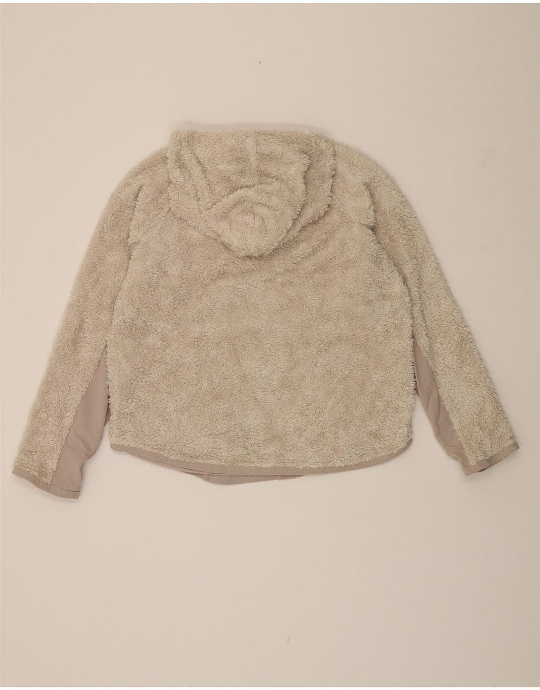 NIKE Womens Hooded Fleece Jumper UK 14 Medium Beige Polyester Vintage Nike and Second-Hand Nike from Messina Hembry 