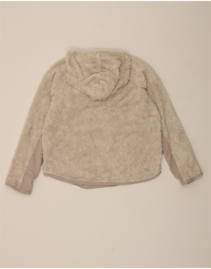 NIKE Womens Hooded Fleece Jumper UK 14 Medium Beige Polyester Vintage Nike and Second-Hand Nike from Messina Hembry 