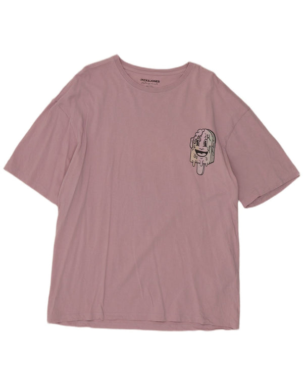 Jack & Jones T-Shirt Graphique Homme Grand Rose Coton