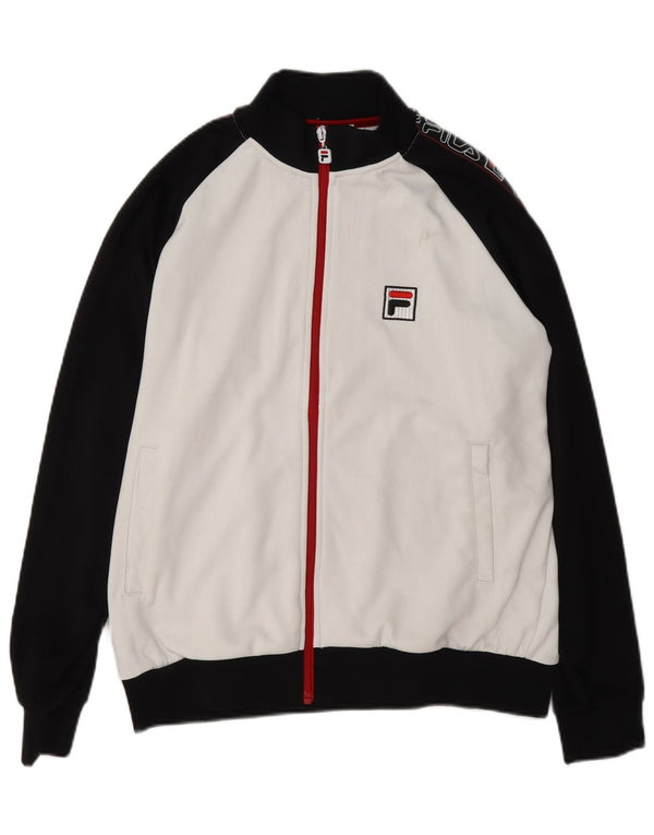 Fila Veste de Survêtement Graphique Homme Petit Blanc Polyester Colorblock