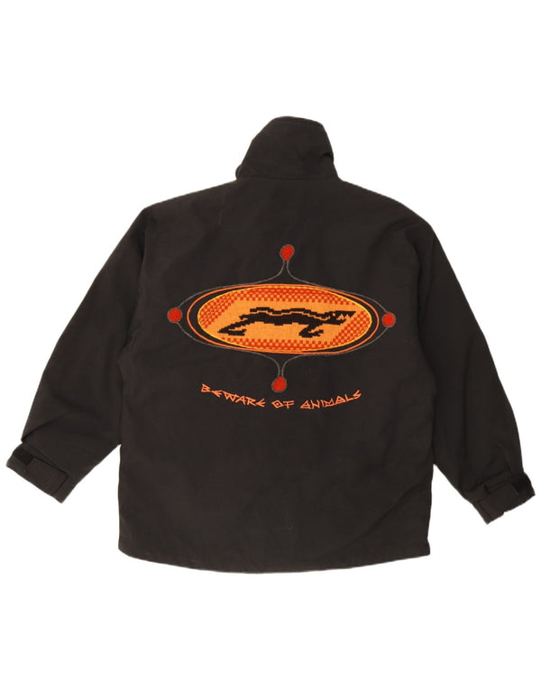 vintage Mens Loose Fit Coupe-vent Veste UK 36 Petit Polyester Noir