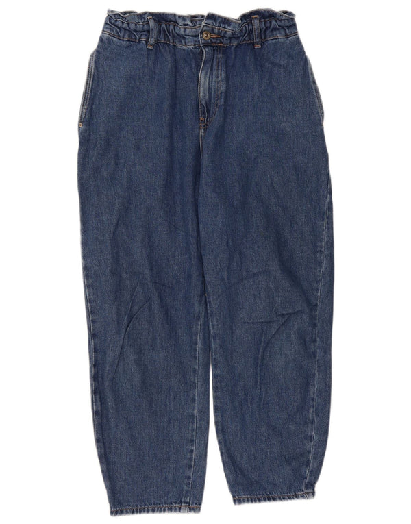 Zara Jean court taille haute fuselé pour femme EU 40 Medium W30 L25 Bleu Coton