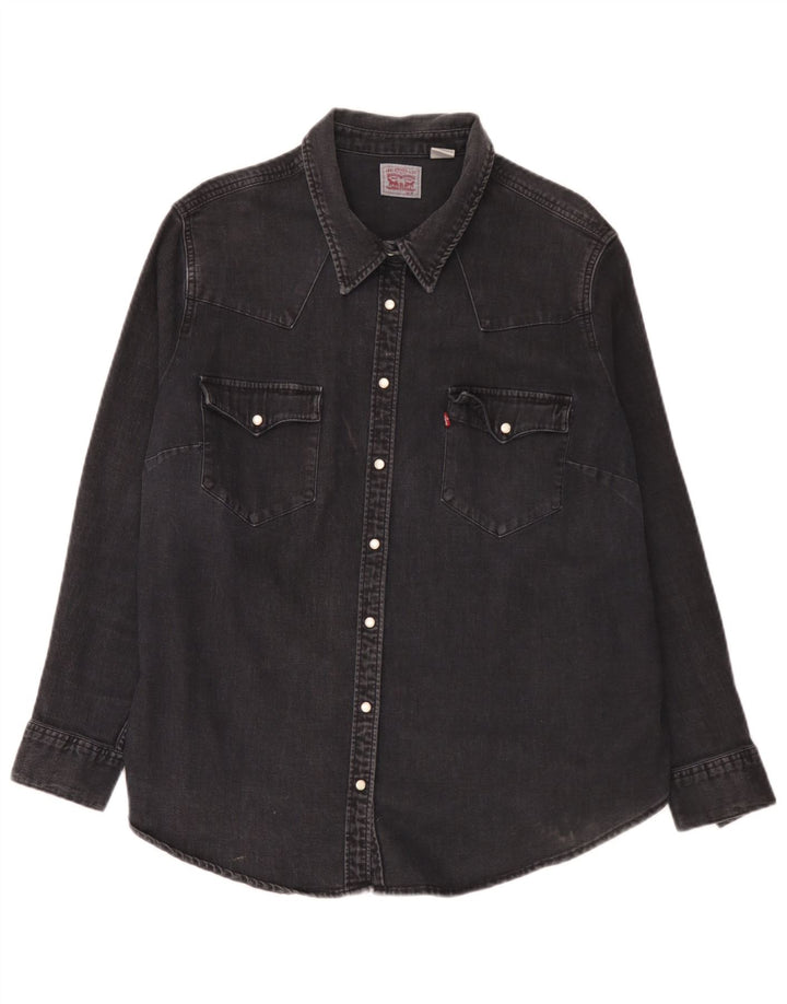 Levi's Chemise en Jean Femme UK 20 2XL Noir Coton
