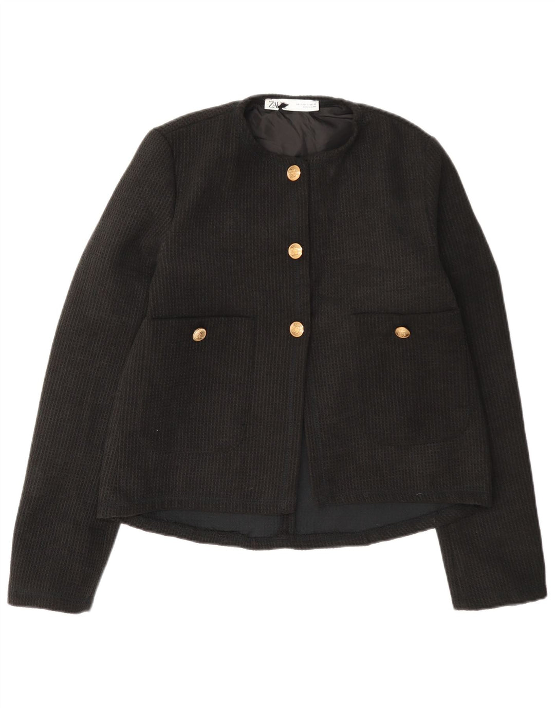 Zara Veste Blazer 3 Boutons Femme UK 10 Petit Noir