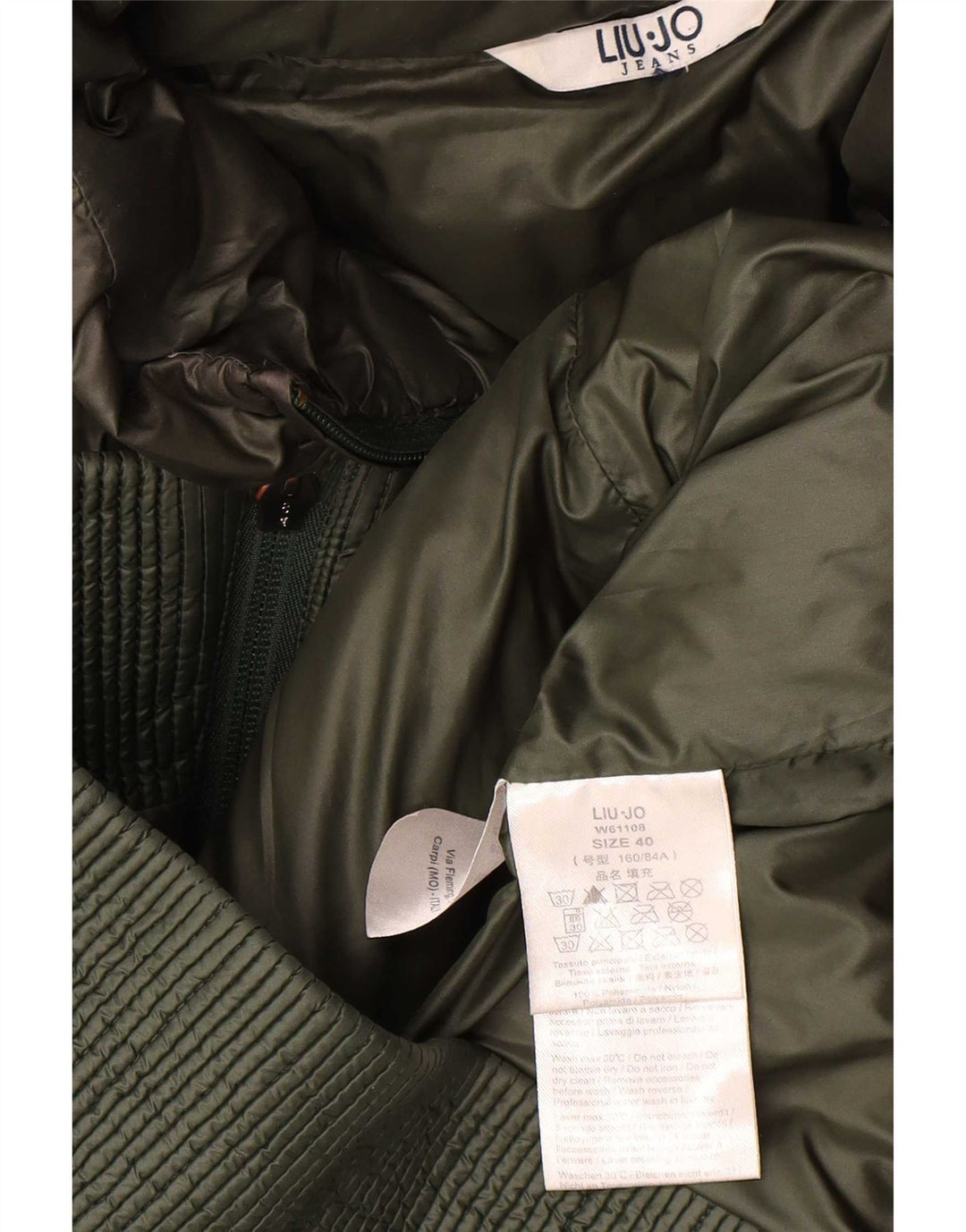 Liu Jo Veste matelassée à capuche pour femme IT 40 Small Vert Polyamide