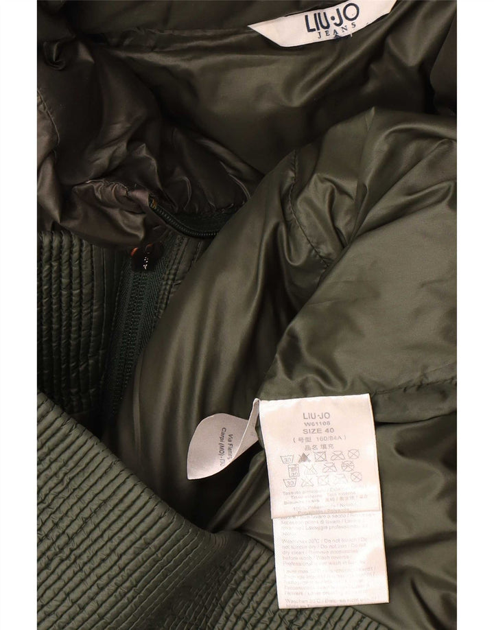 Liu Jo Veste matelassée à capuche pour femme IT 40 Small Vert Polyamide