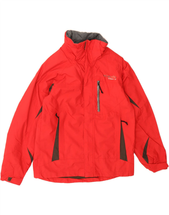 COLUMBIA Boys Titanium Windbreaker Jacket 14-15 Years Red Colourblock Vintage Columbia and Second-Hand Columbia from Messina Hembry 