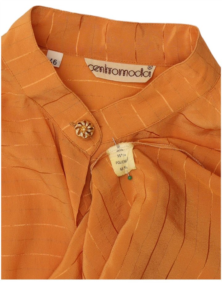 Chemisier chemise femme vintage IT 46 grand polyester rayé orange