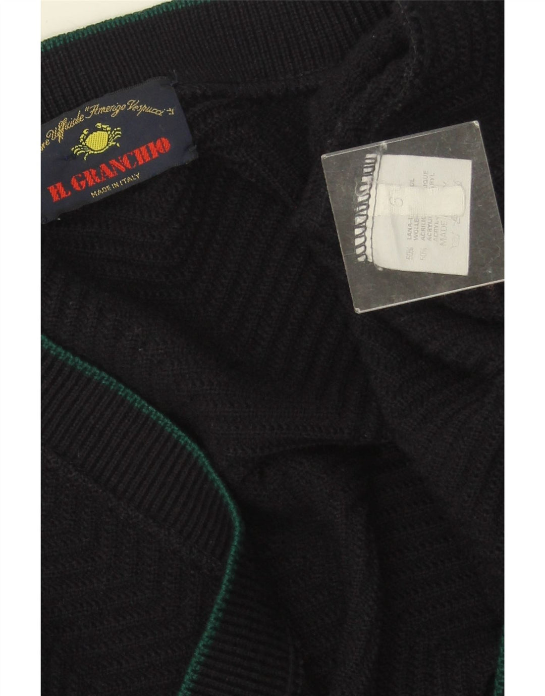 IL GRANCHIO Cardigan Homme Pull Large Bleu Marine Laine