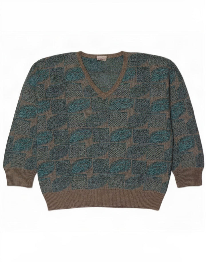 Fiume Pull Col V Homme IT 50 Bleu Moyen Géométrique