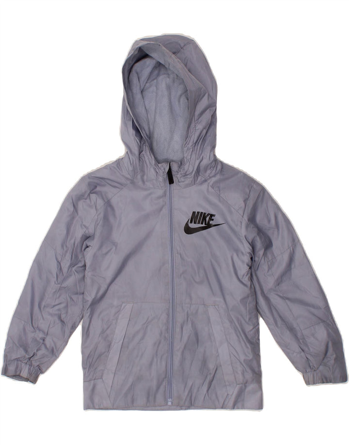 NIKE Girls Hooded Windbreaker Jacket 5-6 Years Medium Blue Polyester Vintage Nike and Second-Hand Nike from Messina Hembry 