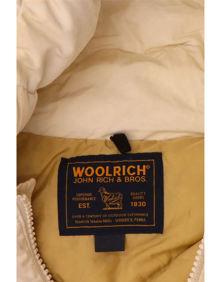 Woolrich Veste matelassée à capuche pour homme UK 40 Large Blanc cassé en coton