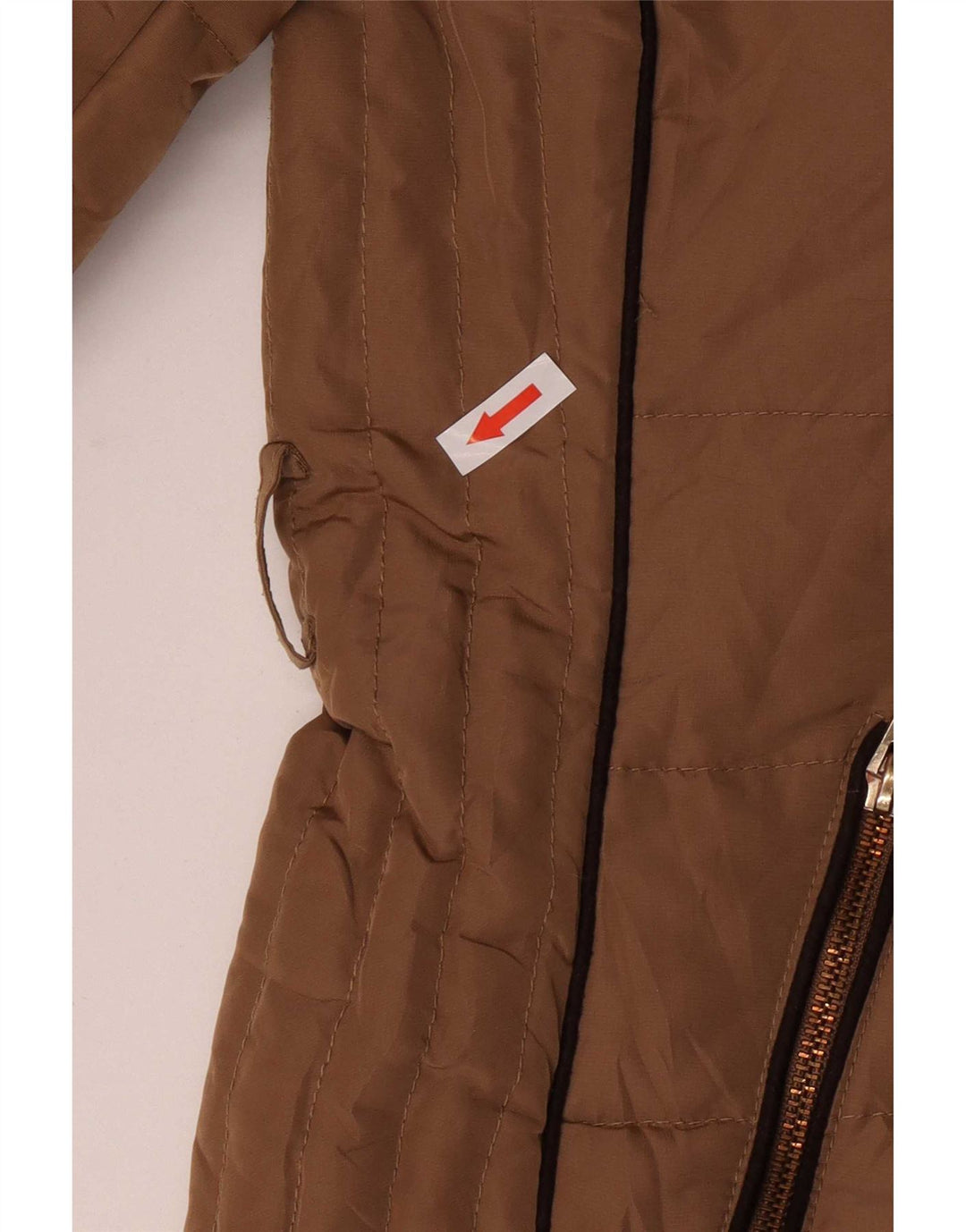 Zara Veste matelassée à capuche pour femme UK 14 Polyester beige moyen