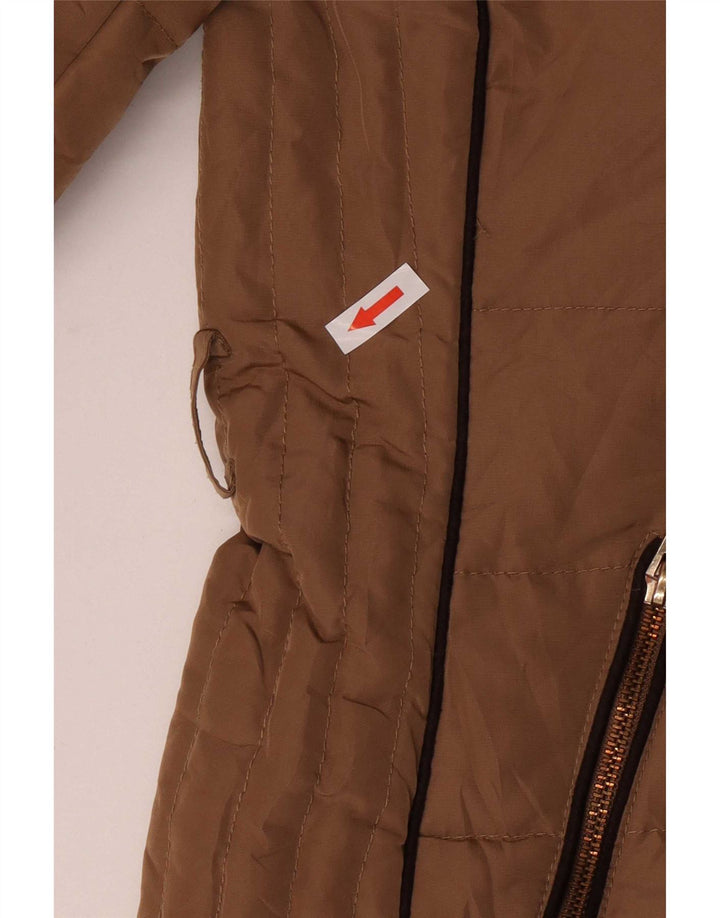 Zara Veste matelassée à capuche pour femme UK 14 Polyester beige moyen
