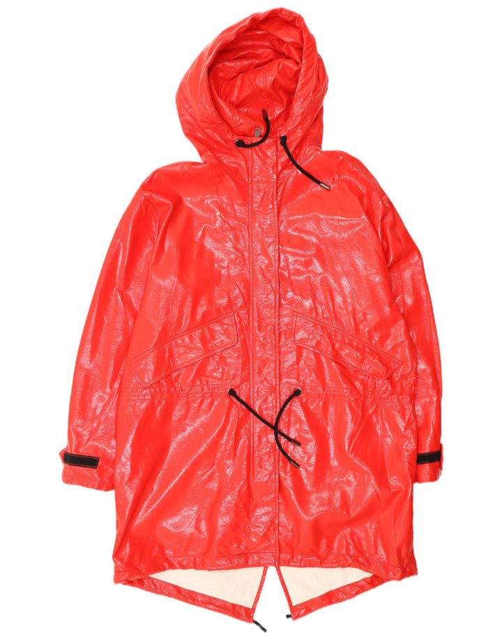 Zara Veste de pluie à capuche pour femme UK 10 Small Rouge Polyéthylène