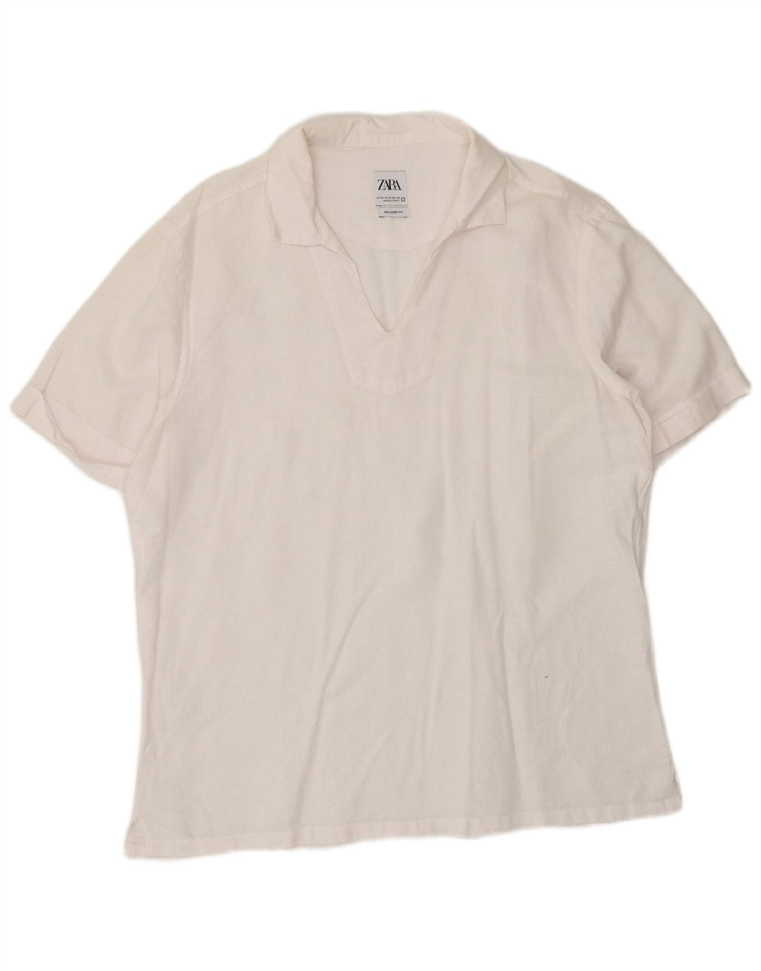 Zara Chemise décontractée à manches courtes pour femme UK 14 Blanc moyen