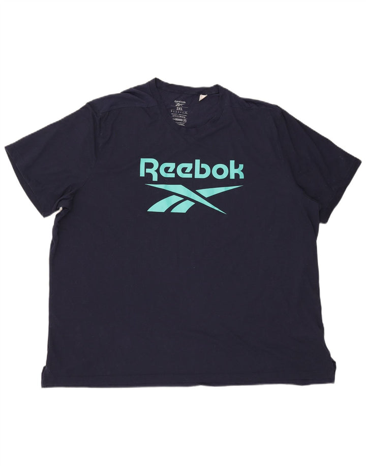 Reebok T-shirt graphique pour homme 3XL Bleu marine Polyester