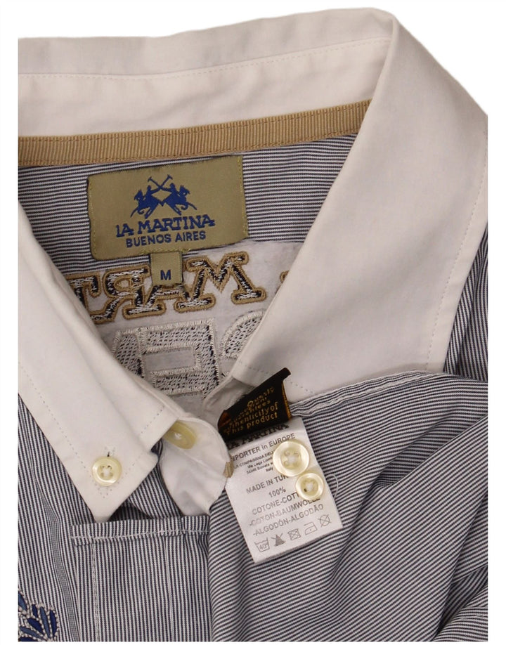 La Martina Chemise Graphique Homme Bleu Moyen en Coton à Fines Rayures
