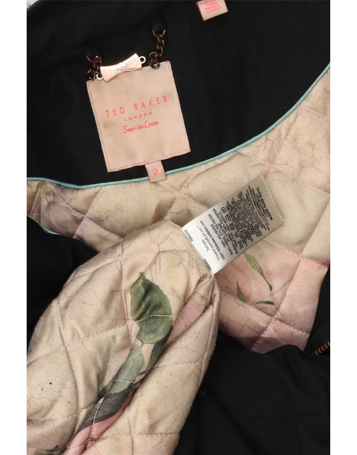 Ted Baker Veste parka surdimensionnée à capuche pour femme Taille 2 Petit Noir Polyester
